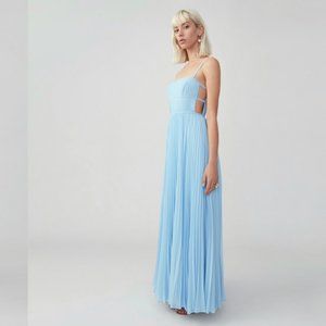 Fame and Partners Pleated Side Cut-Out Prom Dress, Pale Blue, Size 8